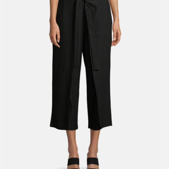 Eileen Fisher Washable Stretch Crepe Black Tie Front Crop Pants - M - EUC - Picture 2 of 5